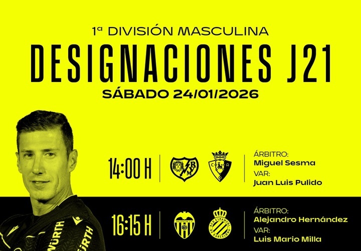 Árbitros del Rayo Vallecano – Osasuna (jornada 21)