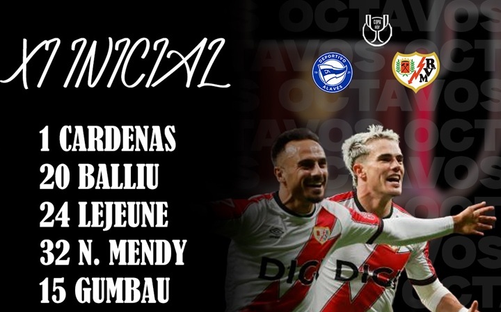 Alineación del Rayo Vallecano en Vitoria contra el Alavés