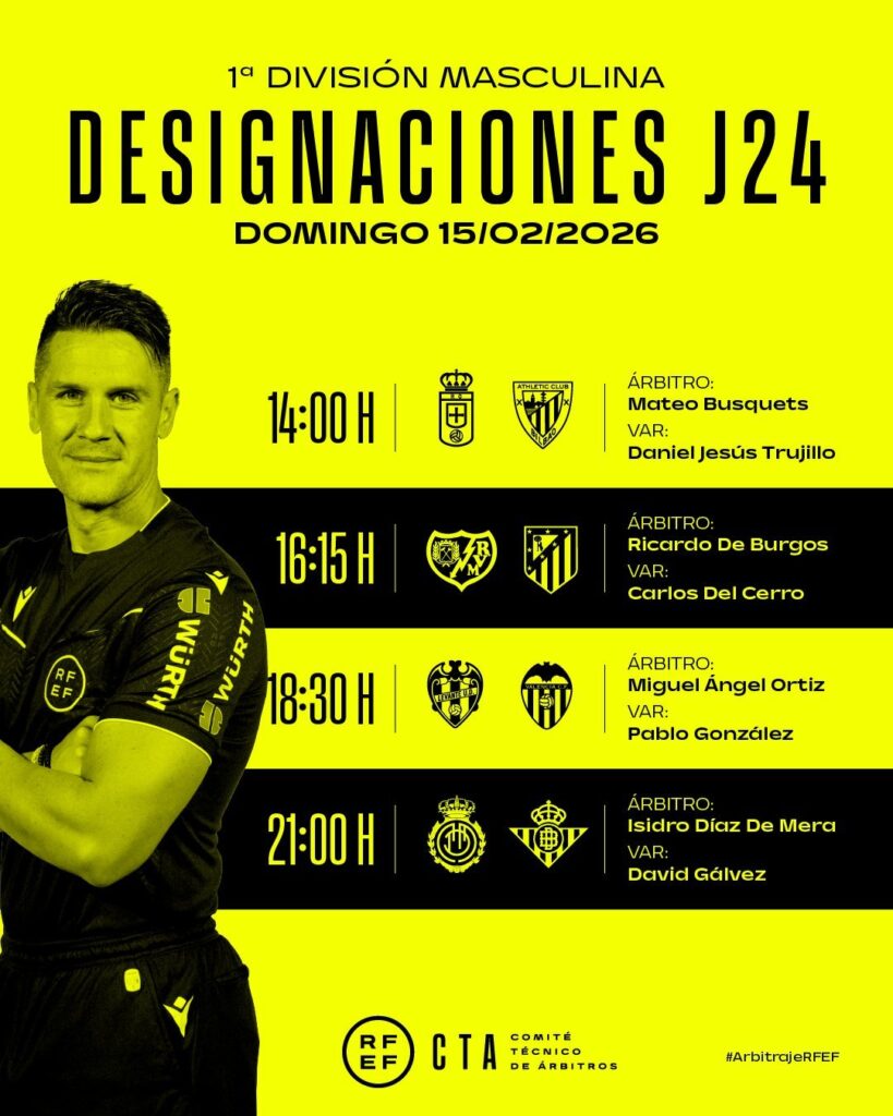 Cartel de árbitros de la jornada 24 (c) RFEF