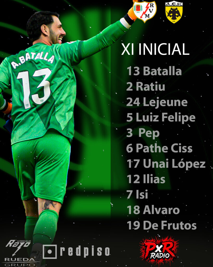 Alineación Rayo Vallecano - AEK de Atenas (c) Pasión por el Rayo