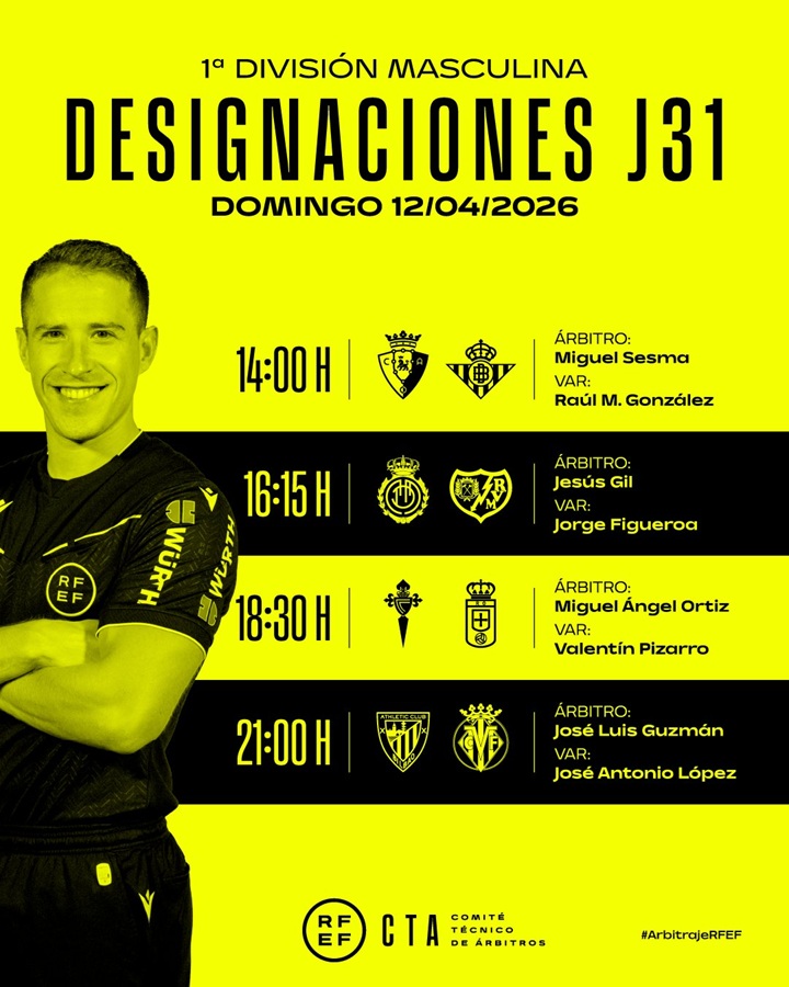 Cartel de los árbitros del Mallorca - Rayo Vallecano (c) RFEF