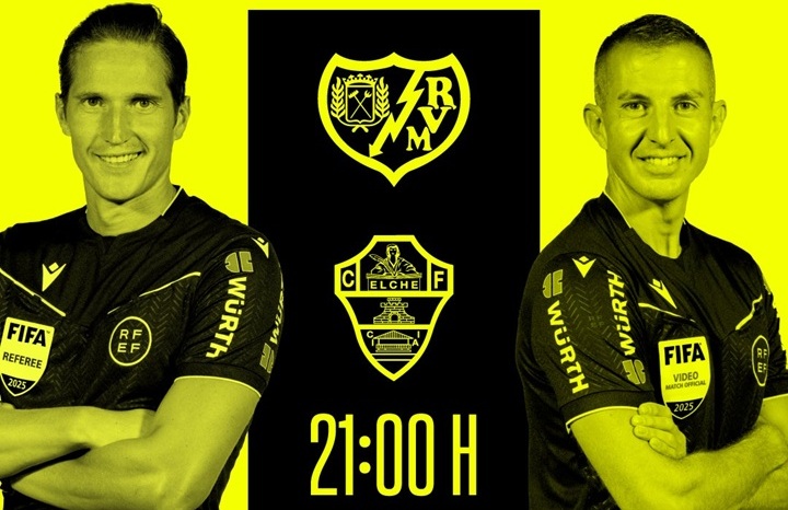 Cartel árbitros Rayo - Elche jornada 30