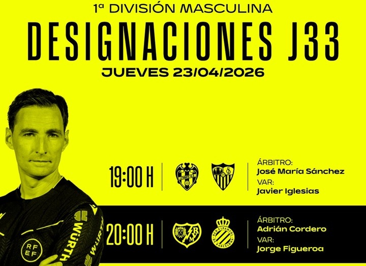 Árbitros del Rayo Vallecano – Espanyol (jornada 33)