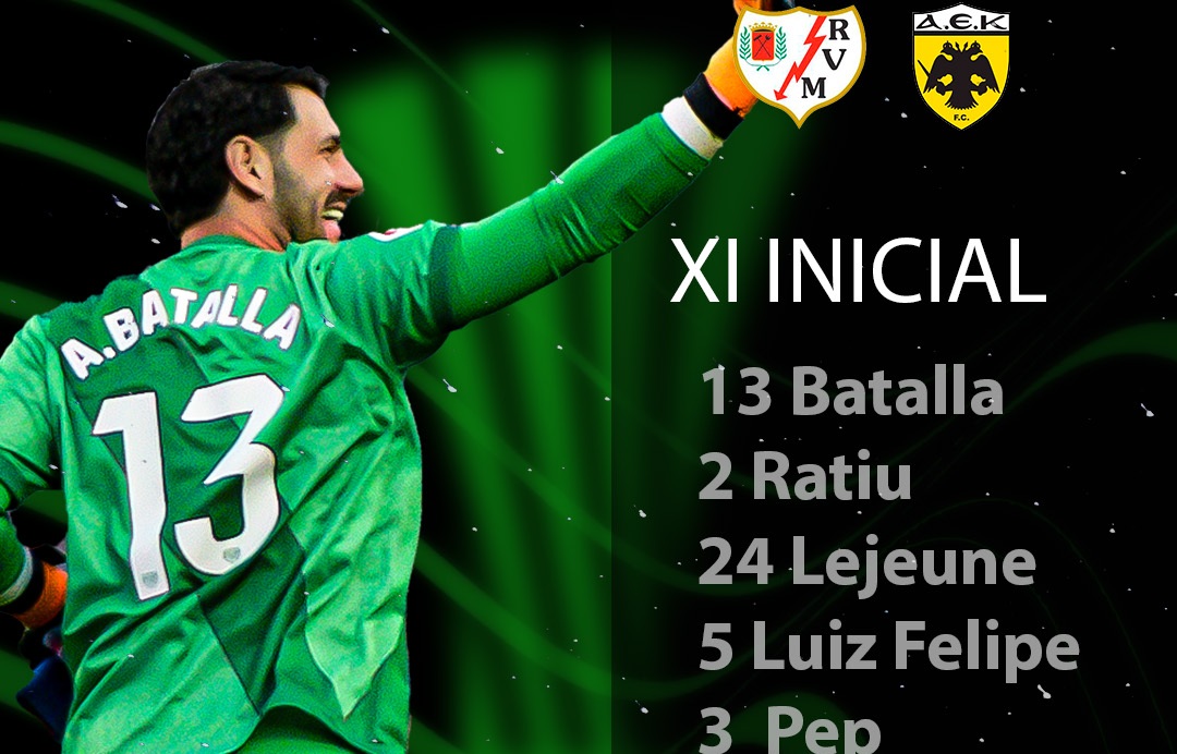 Alineación titular del Rayo Vallecano contra el AEK de Atenas (ida de cuartos de final Conference League)