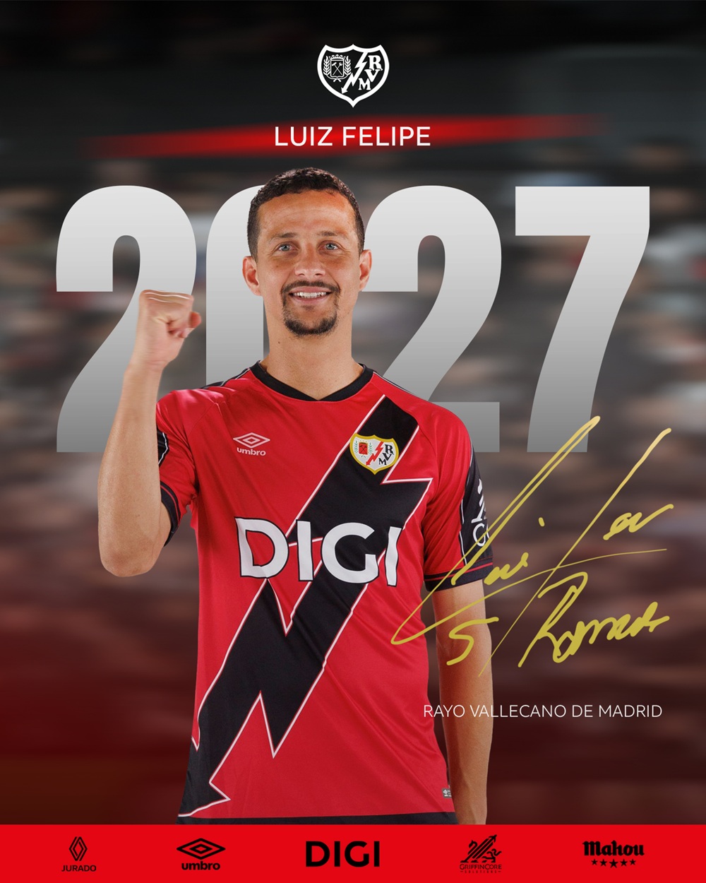 Luiz Felipe continuará una temporada más en el Rayo Vallecano 4 Luiz Felipe, con la camiseta del Rayo Vallecano (c) Rayo Vallecano