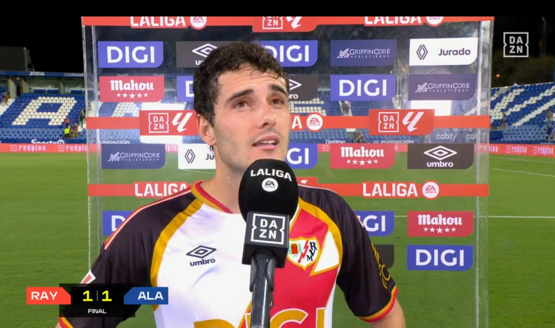 Camello, en DAZN tras el Rayo 1-1 Alavés: «Esto nos nos ayuda y nos distancia a todos»