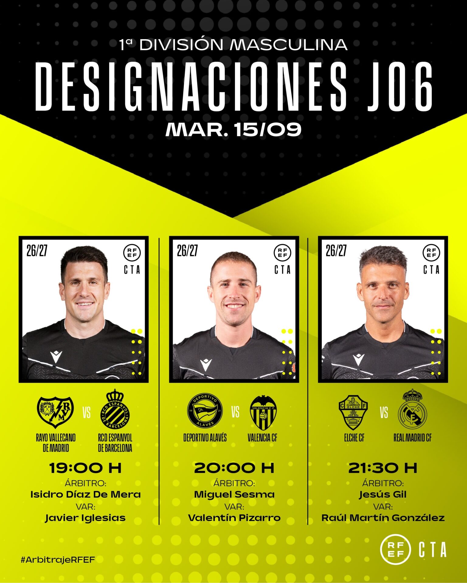 Árbitros del Rayo Vallecano - Espanyol (jornada 6) 4 Cartel árbitros Rayo Vallecano - Espanyol (c) RFEF