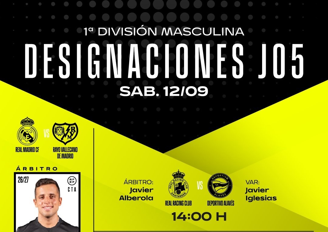 Árbitros del Real Madrid – Rayo Vallecano (jornada 5)