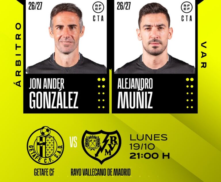 Cartel de árbitros del Getafe - Rayo Vallecano (c) RFEF