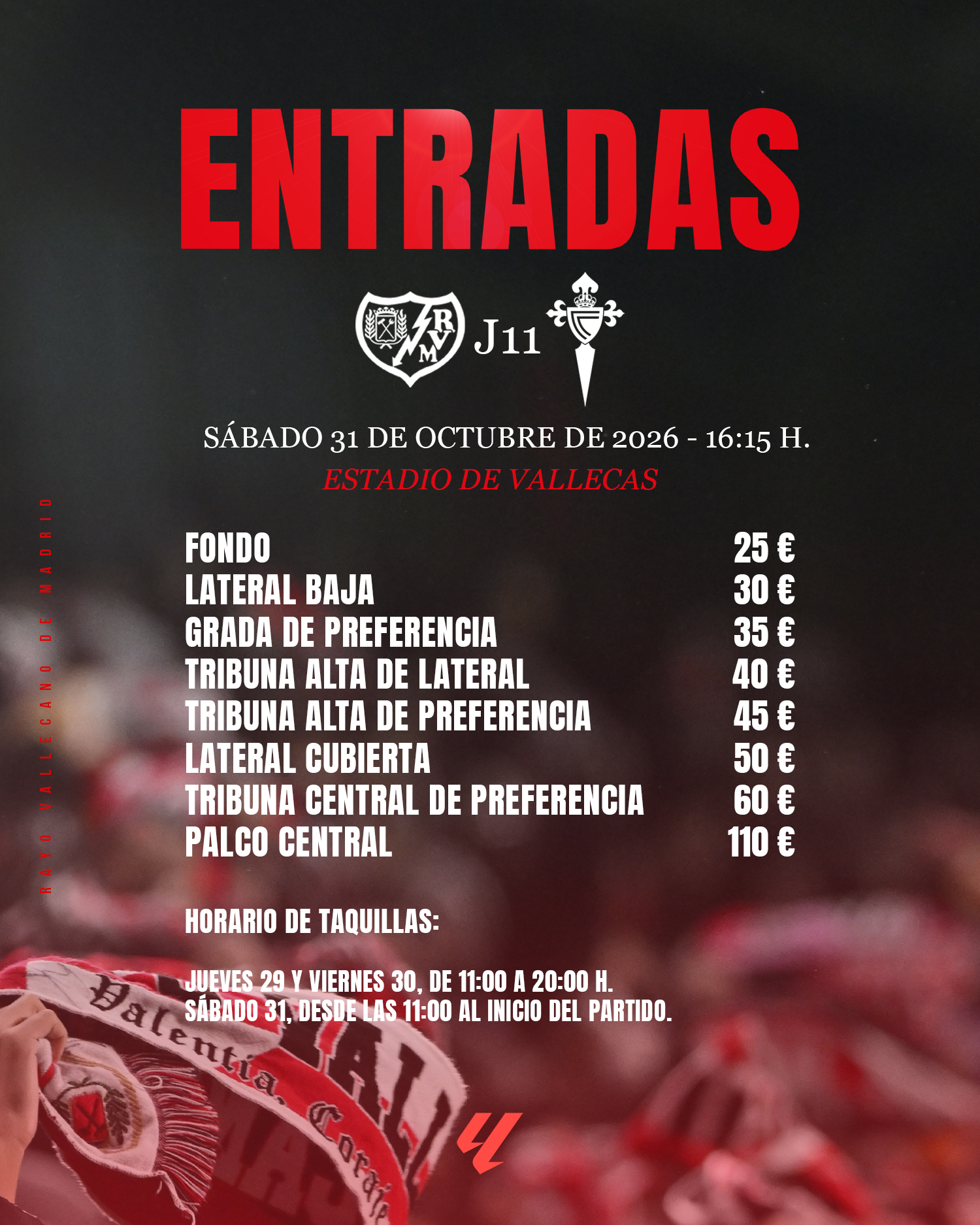Cartel de entradas Rayo Vallecano - RC Celta (c) Rayo Vallecano